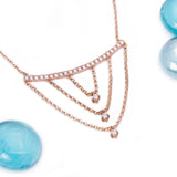 Layering Drop Diamond Pendant with Necklace in 18k Rose Gold - Artisan Carat