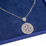 Antique Style Spiral Design Diamond Double Pendant with Necklace in 18k White Gold - Artisan Carat