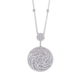 Antique Style Spiral Design Diamond Double Pendant with Necklace in 18k White Gold - Artisan Carat