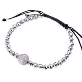 Knitted Beads and Diamond Disco Ball Adjustable Bracelet in 18k White Gold - Artisan Carat