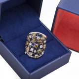 Tree of Gemstones & Diamond Ring in 18k White Gold.