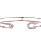 Open Safety Pin Diamond Cuff Bangle in 18k Rose Gold - Artisan Carat