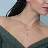 Diamonds by the Yard Double Strand Diamond Bezel Pendant with Necklace in 18k Rose Gold - Artisan Carat