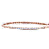 Golden Bead and Diamond Tennis Bangle Bracelet in 18k Rose Gold - Artisan Carat