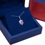 Sea Turtle CZ Ruby Pendant with Necklace in 14k White Gold - Artisan Carat