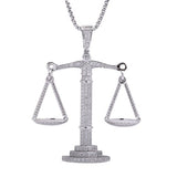 Sterling Silver Libra Scales of Justice CZ Pendant with Necklace - Artisan Carat
