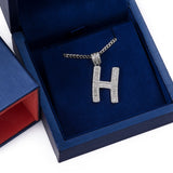 Sterling Silver Letter H Initial Baguette CZ Pendant with Necklace - Artisan Carat
