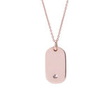 Diamond Dog Tag Pendant with Necklace 18k Rose Gold - Artisan Carat