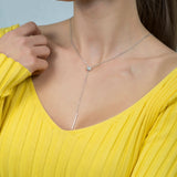 Hanging Princess Cut Diamond with Bar Pendant and Necklace in 14k White Gold - Artisan Carat