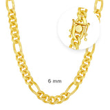 Mens Sterling Silver Solid Miami Cuban Figaro Link Chain GP - Artisan Carat