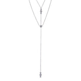 Layering White Sapphire Gems Pendant and Necklace in 18k White Gold - Artisan Carat