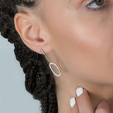 Diamond Bar & Oval Stud Earrings in 18k Rose and White Gold - Artisan Carat