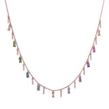 Hanging Assorted Gemstones and Diamond Pendant with Necklace in 18k Rose Gold - Artisan Carat