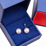 Large Freshwater Pearl Stud Earrings in 14k White Gold - Artisan Carat