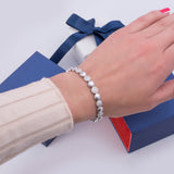 Pattern Matte and Diamond Bezel Link Bracelet in 18k White Gold - Artisan Carat