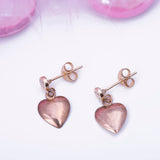 Medium Hanging Smoky Bronze Heart CZ Stud Earrings in 14k Yellow Gold - Artisan Carat