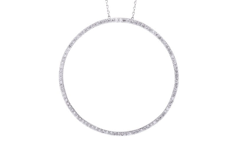 18KT White Gold Diamond Medallion Necklace - Necklaces - Shop by