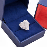 Three Layer Large Heart Diamond Ring in 18k White Gold.