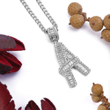 Sterling Silver Letter A Initial Baguette CZ Pendant with Necklace - Artisan Carat