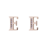 Letter E Initial CZ Stud Earrings in 14k Yellow Gold - Artisan Carat