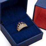 Tiara Princess Crown Ruby CZ Ring in 14k Yellow Gold - Artisan Carat