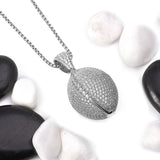 Sterling Silver Solid Football CZ Pendant with Necklace - Artisan Carat