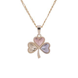 Three Leaf Heart Clover Pendant with Necklace in 14k Yellow Rose and White Gold - Artisan Carat