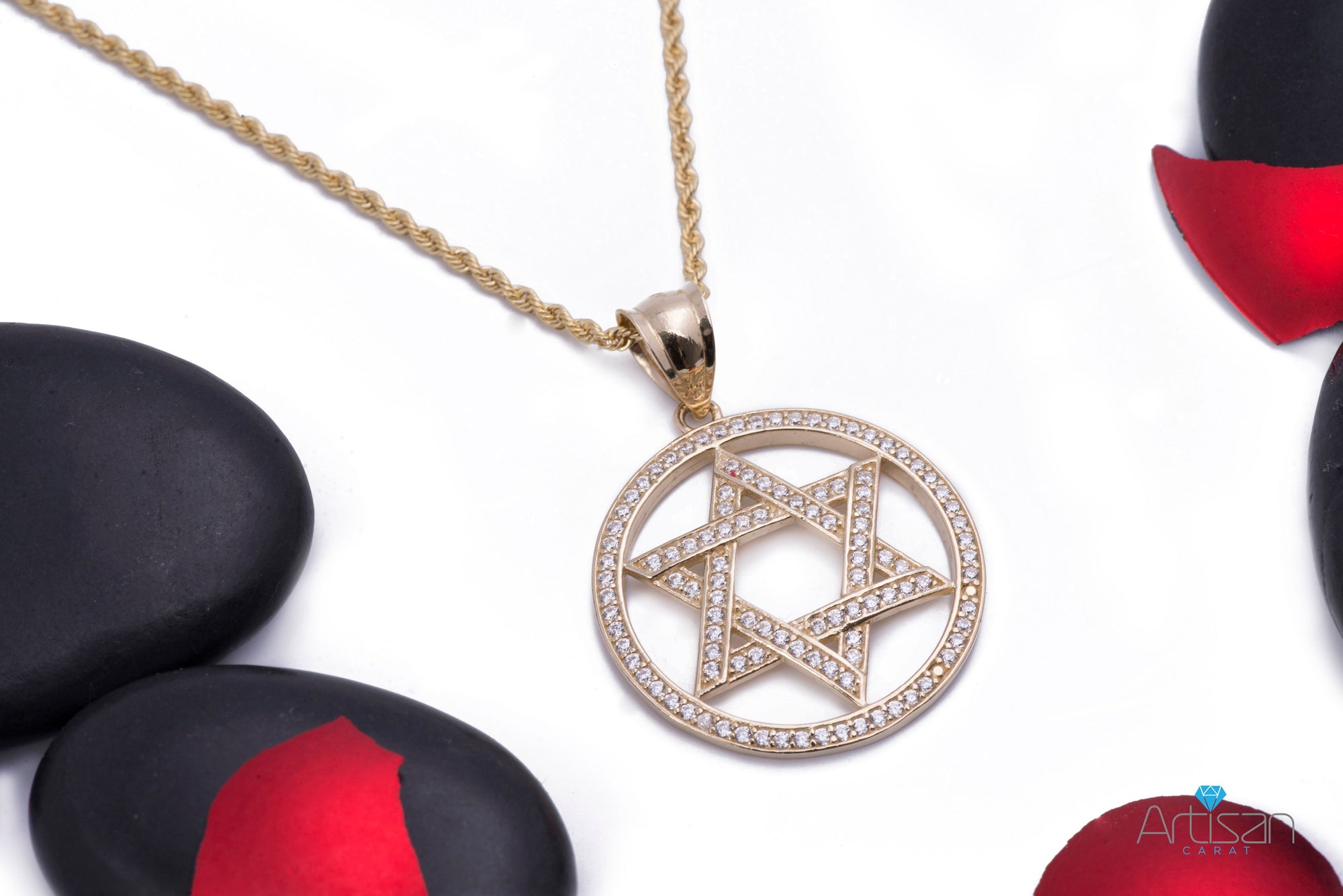 Star Of David Western Wall Imprint Ex-Large Pendant Necklace