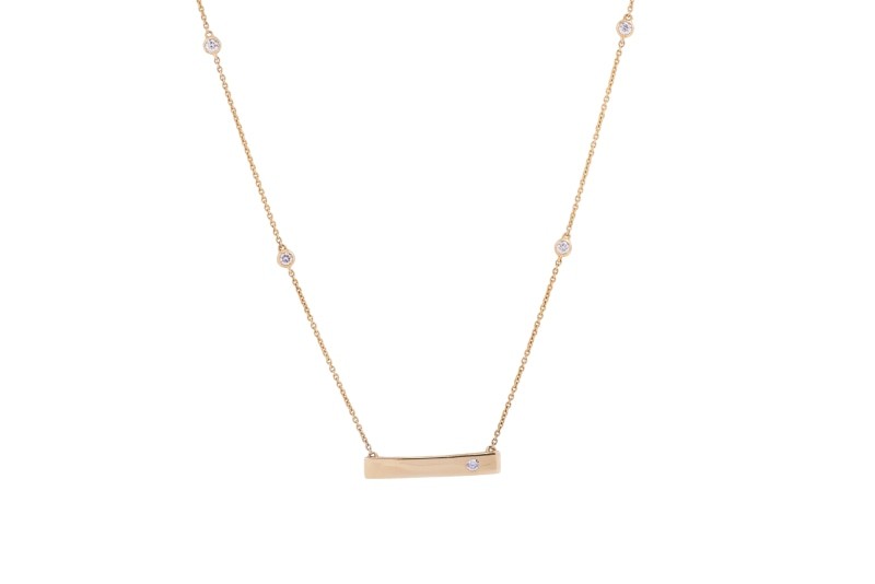 Diamond Horizontal Bar Necklace 1/10 ct tw 10K White Gold 18