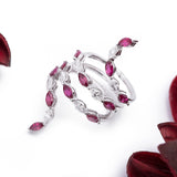 Three Band Diamond and Ruby Snake Ring in 18k White Gold - Artisan Carat