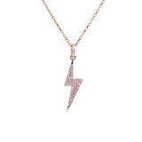Lightning Bolt Diamond Pendant with Necklace in 14k Rose Gold - Artisan Carat