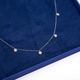 Five Separated Snow Cluster Pendant with Necklace in 18k White Gold - Artisan Carat