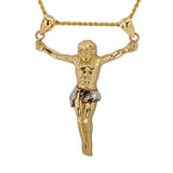 Large Crucified Jesus Cross Pendant with Necklace in 14k Yellow Gold - Artisan Carat