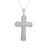 Sterling Silver Medium Cross CZ Pendant with Necklace - Artisan Carat