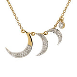 Three Phase Gradual Moon Diamond Pendant with Necklace in 18k Yellow and White Gold - Artisan Carat