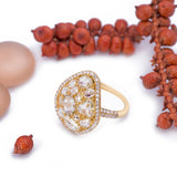 Broken Multi Faceted Diamond Nugget Egg Ring in 18k Yellow Gold - Artisan Carat