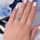 Willow Oak Diamond Leaf Ring in 18k White Gold.
