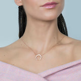 Horseshoe Diamond Pendant with Necklace in 18k Rose Gold - Artisan Carat