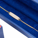 Diamond Encrusted Name Tag Bracelet in 18k Yellow Gold - Artisan Carat
