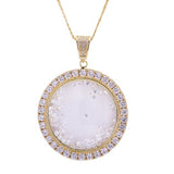 Sterling Silver Large Statement CZ Bezel "Snow Diamonds" Yellow Gold Pendant with Necklace - Artisan Carat