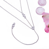Layering White Sapphire Gems Pendant and Necklace in 18k White Gold - Artisan Carat