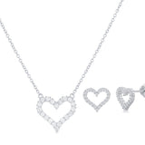 Sterling Silver Heart Necklace Earrings Gift Set - Artisan Carat