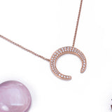 Horseshoe Diamond Pendant with Necklace in 18k Rose Gold - Artisan Carat