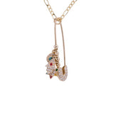 Safety Pin Assorted Diamond and Enamel Charms Pendant with Necklace in 18k Yellow Gold - Artisan Carat