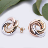 Large Swirl Stud Earrings in 14k Yellow White and Rose Gold - Artisan Carat