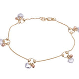 Mini Hearts with Beads Charm Bracelet in 14k White Rose and Yellow Gold - Artisan Carat