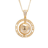 Sterling Silver Spinning Globe "World Is Yours" CZ Yellow Gold Pendant with Necklace - Artisan Carat