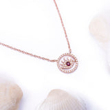 Eye Ruby with Lash Diamond Pendant with Necklace in 18k Rose Gold - Artisan Carat