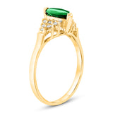 Diamond and Marquise Emerald Ring in 14k Yellow Gold - Artisan Carat