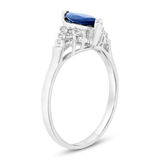 Diamond and Blue Sapphire Marquise Ring in 14k White Gold - Artisan Carat
